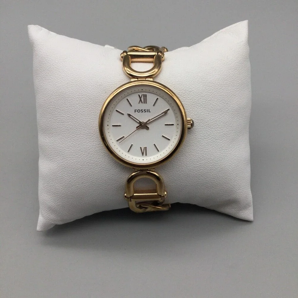 Fossil Virginia Watch Women 30mm ES-5273 Rose Gold Tone New Battery 7" - Picture 2 of 11